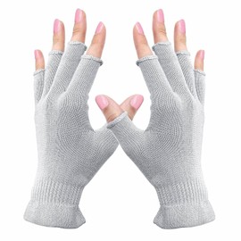 Migliore Wear 2 Pairs Fingerless Gloves, Touchscreen Half Finger Moisturising Gloves, Anti UV Nail Gloves for Dry Hands, SPA, UV Protection, Nail Art