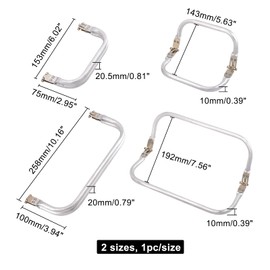 CHGCRAFT Pocket Frame Clasps Handmade Frame Replacement Bags Aluminium Pocket Hanger Rectangle Frame for Crafts Diameter 15 cm 25 cm Pack of 2