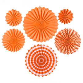 LIANHATA Paper Fans Set of 6 Party Decorations 3 Sizes Fan Combination Decoration Anniversary Valentine's Day Wedding Celebration Party Birthday Christmas Party Room Decoration Cute Wall Decor Photo Shooting Boys Girls (Orange)