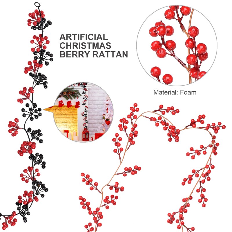 Artificial Berry Rattan with Black Berries Christmas Decoration Rattan for