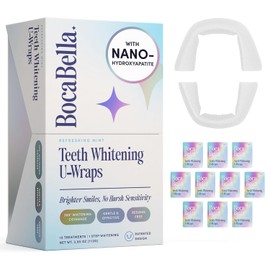 BocaBella Teeth Whitening Trays U-Wraps - 15% Hydrogen Peroxide Whitening Strips & Tray Alternative - Nano-Hydroxyapatite Enamel Safe - 10 Treatments - Up to 23 Shades Whiter - No Harsh Sensitivity