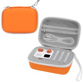MoKo Travel Case Compatible with Yoto Mini Kids Audio & Music Player, Hard Protective Storage Holder Case for Children‘s Speaker & Audiobook Cards, Portable Carrying Organizer Bag，Orange&Off White
