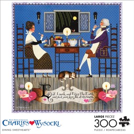 Buffalo Games - Charles Wysocki - Dining Sweethearts - 300 Piece Jigsaw Puzzle for Adults Challenging Puzzle Perfect for Game Nights - Finished Puzzle Size is 21.25 x 15.00