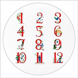 12 Days of Christmas Tempered Glass Cutting Board (12in Diameter Circle), Chinoiserie, Charcuterie, Serving Platter, Glass Tray for Kitchen, Bedroom, Bar, Made in the USA
