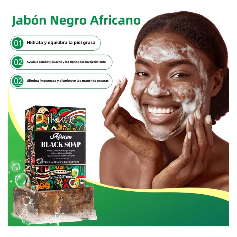Jabón Negro Africano Anti Edad Hidratante Manchas Oscuras Todo Tipo