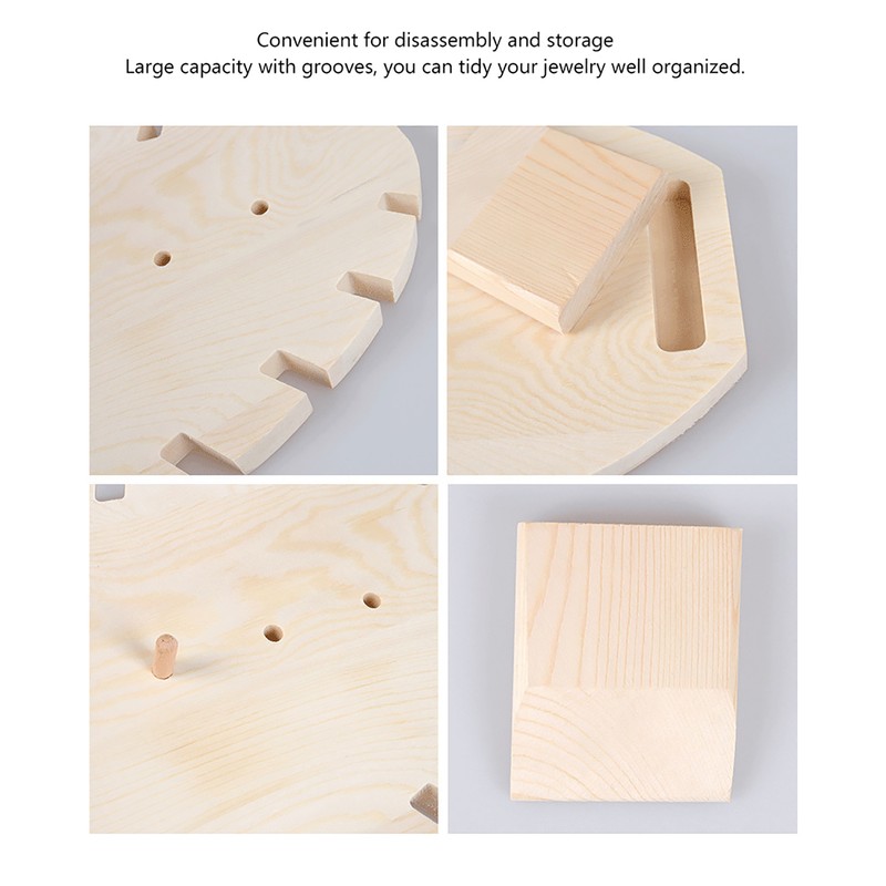 Wood Jewelry Display Stand Desktop Necklace Organizer Rack Storage Holder
