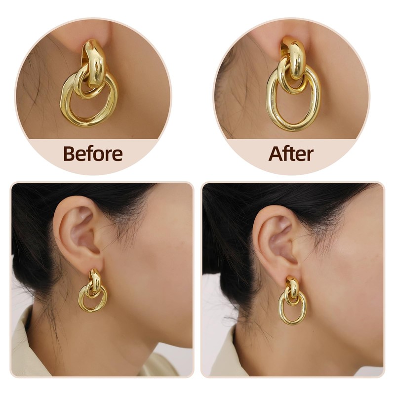 8PCS 14K Gold Plated Earring Backs for Droopy Ears Hypoallergenic