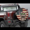 PVC Leather Spare Tire Covers for Trailers,Funny Raccoon Rock Flag