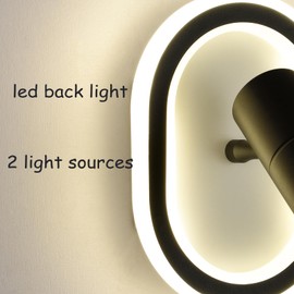 HYDELITE Led Wall Mounted Reading Lights Black Wall Sconce Bedside Wall Lamp with Spoltlight Night Light 4000k for Bedroom