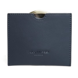 Alice Wheeler Venice Kompaktspiegel, 7,5 cm doppelte Vergrößerung, veganes Ledertasche, gold (dunkelblau)