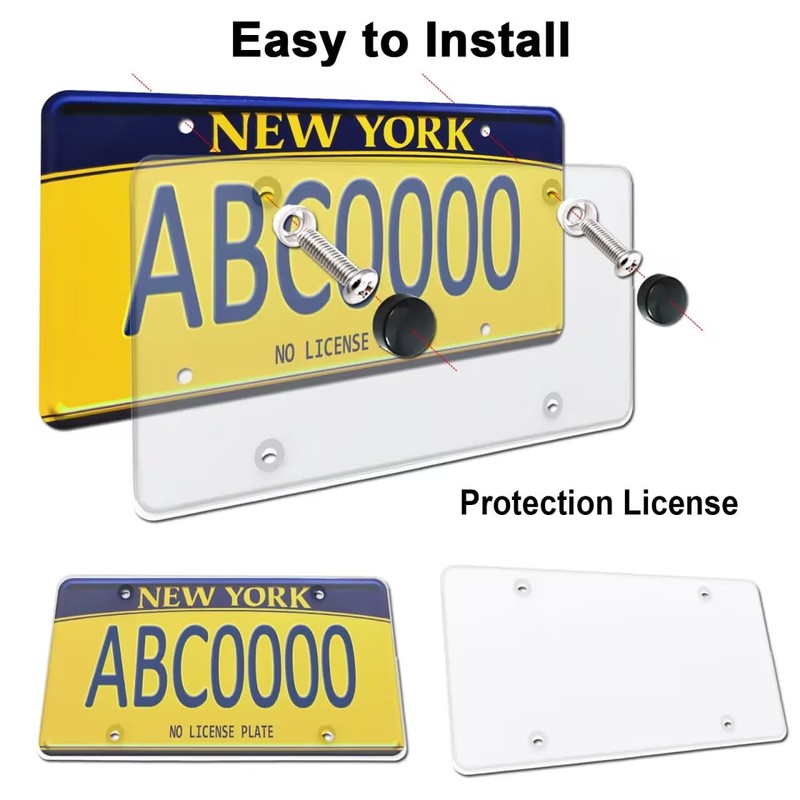 Aootf License Plate Covers- Clear Flat License Plate Protector, Unbreakable