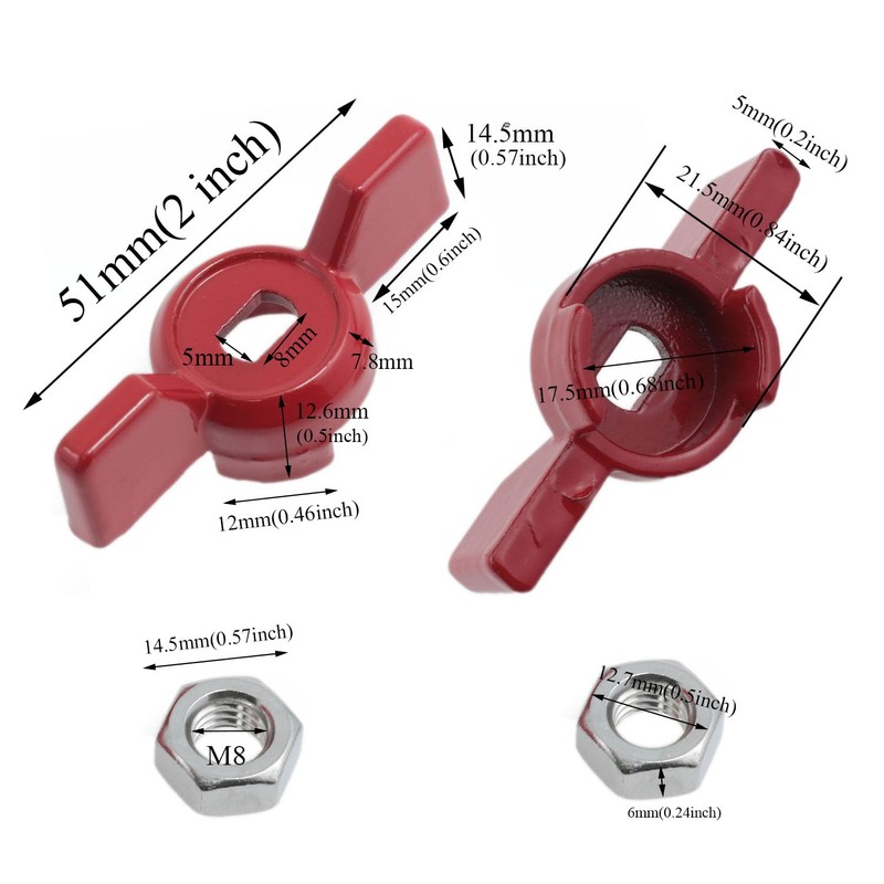yukata 1 Set DN20 Ball Valve Handle with Nuts, 5