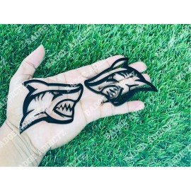 Badge Addictz Shark Emblem Badges Glossy Black Aggressive Custom Badge Addictz New Set Of 2