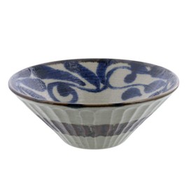 sh-017-01 Tableware East Japanese Tableware Bowl, Large, 7.1 inches (18 cm), Ryukyu Karakusa Ruri