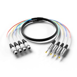 PRORECK 10ft Snake Cable, 4-Channel Shielded Audio Cable 1/4'' TRS to XLR Female, with Color-Marked Connectors for Professional Stage, Studio, and Live (PR-TRS/XLR-4 * 10F)