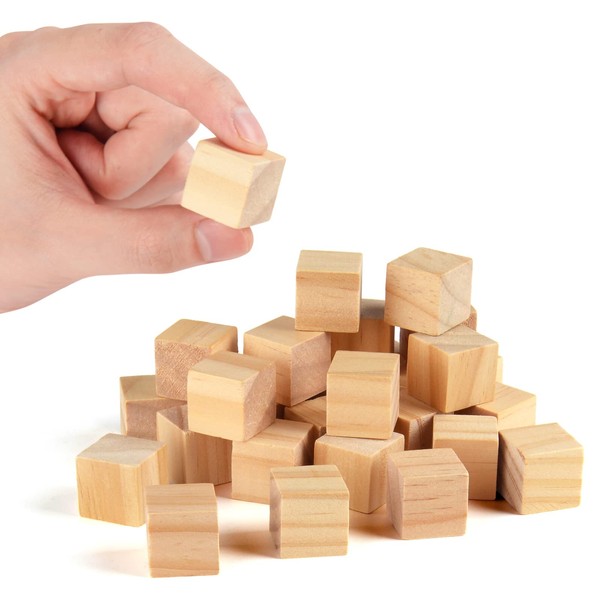 Wooden Cubes 3/4 inch Small Wood Blocks for Crafts 2cm