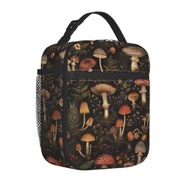 cromcu Mushroom Insulated Lunch Box for Women Men Mushroom Lunch Bag for Work,Picnic,Travel,Hiking,Beach or Fishing Polyester Forest Lunch Box for Adults Kids