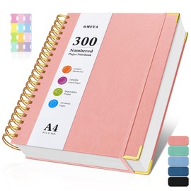 Spiral Notebook 8.5 x 11, 300 Numbered Pages Notebooks College Ruled with Contens, 100GSM Thick Journal for Women Men, Hardcover Leather Lined...     
