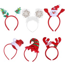 CCINEE Christmas Headband, Hair Ornament, 6 Pieces, Christmas Tree, Snow Sunter, Hat, Reindeer, Cute, Kids, Adults, Photo Tools, Photography, Party
