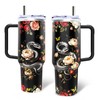 40Oz Flower Darkness Stainless Steel Tumbler with Handle & Straw