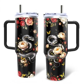 40Oz Flower Darkness Stainless Steel Tumbler with Handle & Straw