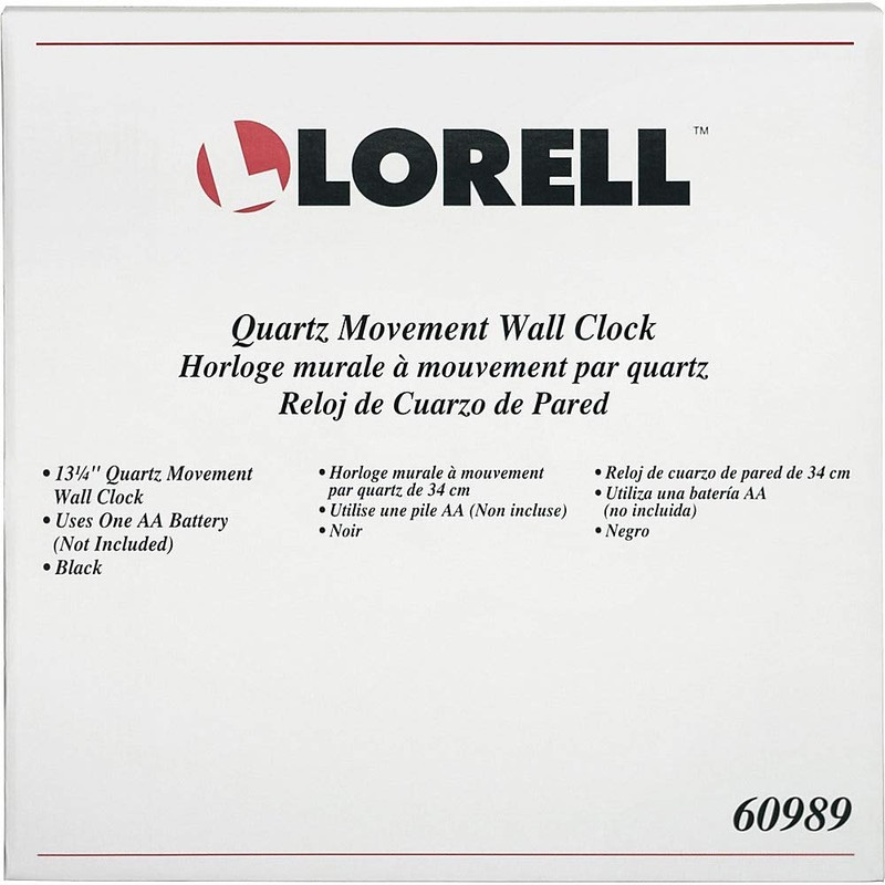 Lorell Wall Clock with Arabic Numerals, 13-1/4-Inch, Black Frame