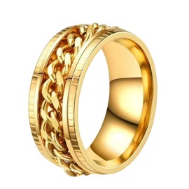 Stainless Steel Spinner Rings for Anxiety Rings for Men Fidget Band Rings Relieving Anxiety Rings (Gold, 8)