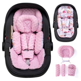 Inserto para bebés con reposacabezas y almohadillas para orejas para los hombros, asiento de coche de bebé, soporte para cabeza, cuello, cuerpo reversible, 2 en 1, para niñas y niños, soporte para