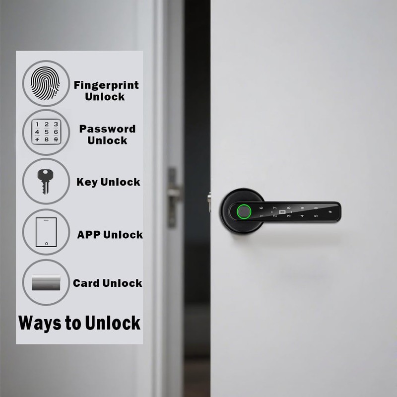 5 in 1 Smart Fingerprint Door Lock, Advanced Automatic Digital
