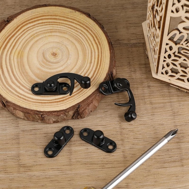 HywkingGrt 2pcs Black Antique Hook Hasp Latch Vintage Style Left