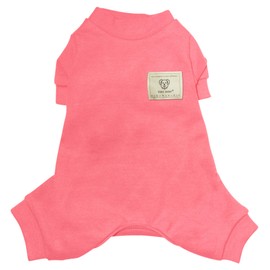 TONY HOBY Dog Pajamas Dog Jumpsuits 4 Legs Dog PJS Thermal Cotton Made Pure Color Pet Clothes(S 4.2-5.7lbs, Pink)