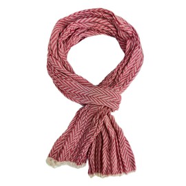 Rotfuchs Cotton Scarf Women's Scarf Men's Scarf Crinkled Look Herringbone Pattern Thin in Red White Made in Germany, red white