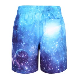 Qterdiz Big Boys Swim Swim Trunks Shorts Beach for Boys Kids Drawstring Board Shorts Quick Dry Swimwear Space Size 12/10-12 Years