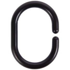 WENKO Shower Curtain Rings Black Small Set of 12 - Set of 13 Small Plastic 3 x 4.5 cm Black