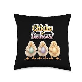 Easter Baby Chicks with Eggs Bunnies and Seasonal Decor Throw Pillow