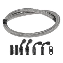 TUCKBOLD AN-8 Fuel Line Kit 3ft Vacuum Hose Automotive Fuel Hose Adapter 90 Degree Adapter 45 Degree Adapter 1 Set CPE Stainless Steel Braiding