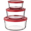Anchor Hocking Classic Glass Food Storage Containers with Lids, Red,
