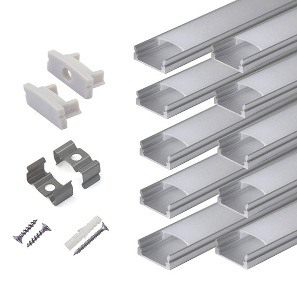 hunhun hunhun 10-Pack 6.6ft/ 2Meter U Shape LED Aluminum Channel