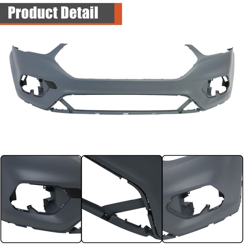 labwork Front Bumper Cover without Sensor Holes Replacement for 2017-2019