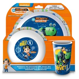 Rusty Rivets 83293 Tumbler, Bowl and Plate Set, PP, Blue and Orange