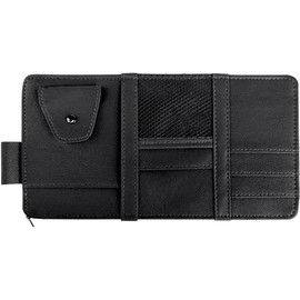 Organizador para Visera de Coche, Visera para Auto, Bolsa Organizadora de Cuero PU para Gafas, Tarjetas, Documentos y Accesorios del Automóvil
