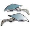 MotorToGo Chrome CNC Diamond Flame Motorcycle Small Rear View Mirrors