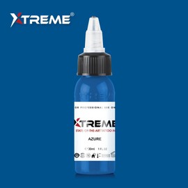 Xtreme Tattoo Ink, Versatile Medium Viscosity for Precision Tattooing, Rich Hue, Quick Healing, Acrylic-Free, Water Based, Highest Safety Standards - Ready-to-Use Tattoo Ink (Azure, 1 oz)
