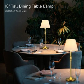 PSDSSHIIS Cordless Table Lamp Portable Small LED Touch Lamp with Dimmer, 18" 2700K Rechargeable Battery Light for Bedside, Dining Room, Bedroom Lamp, Patio, Bar, Night Light, Bathroom (Antique Brass)