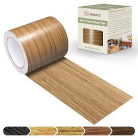 Besezx Wood Grain Tape, 2.4" X15', Self Adhesive Wood Grain Repair Patch for Tables, Chairs, DIY,Baseboards, Doors, Windows, Floors and Furniture Renovation.（Natural Wood Grain）