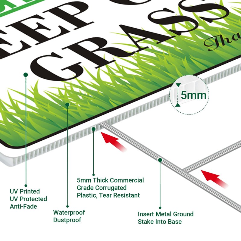 2 Pack Keep Off Grass Sign with Stake, 12.6"x9.5" keep