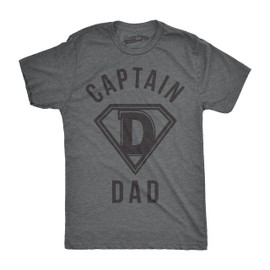 Mens Captain Dad Funny T Shirt Hilarious Hero Gift Idea for Fathers Tee Funny T Shirts Dad Joke Apparel for Men Novelty Tees for Guys Dark Grey XL