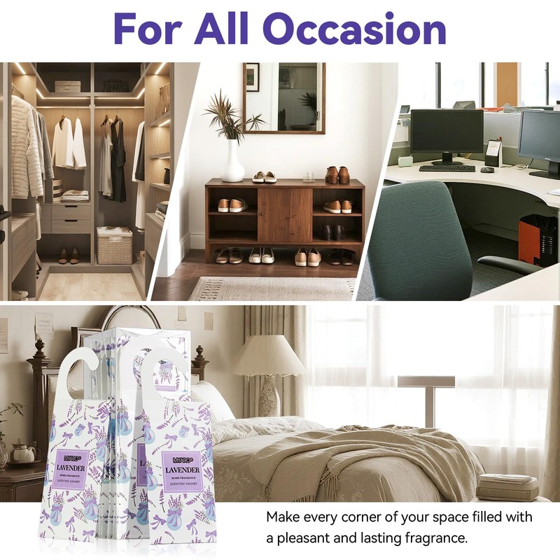 MYARO 12 Packs Lavender Hanging Closet Air Freshener Long Lasting
