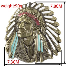 Native American Indian Chief Belt Buckle for Men, Indian Tribal Chief Belt Buckle, Indian Warrior Chief Head Belt Buckle, Western Cowboy Belt Buckle, Best Man Wedding Belt Buckle (Bronze)