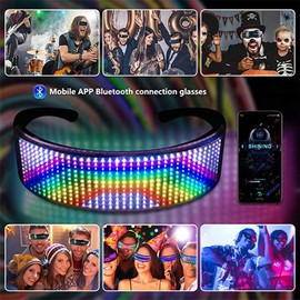 Keledz LED Customizable Glasses for Party, Adults RGB Fullcolor LED Glasses,USB Rechargeable Future Style Glasses for Nightclub, Festivals, Raves, Christmas, Halloween,and Birthday Parties